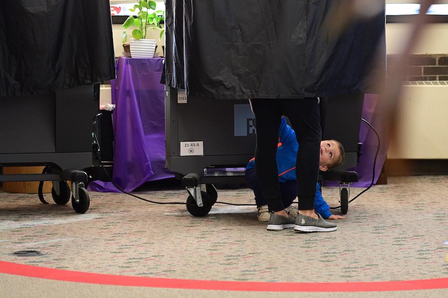 you'll encounter a digital voting booth like the one behind this curtain during the philadelphia primary election