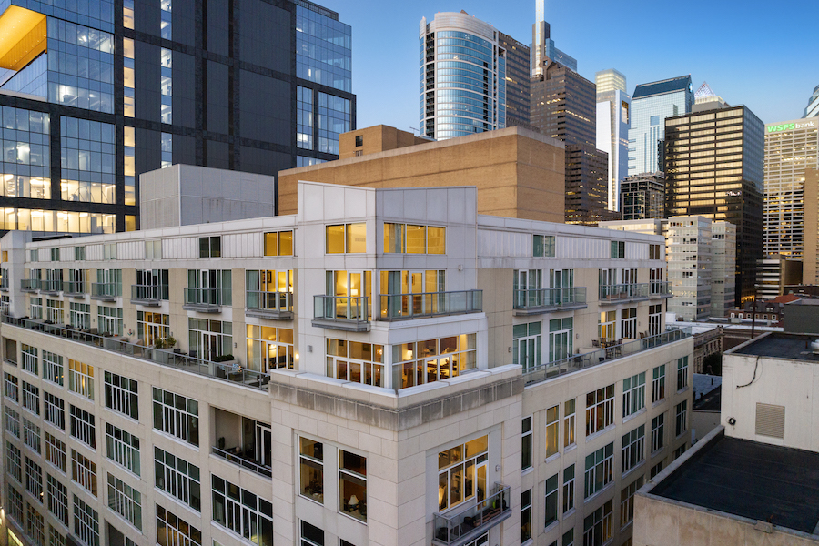 condo for sale rittenhouse square bi-level penthouse exterior drone shot