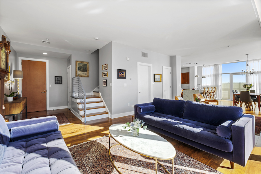 condo for sale rittenhouse square bi-level penthouse living room and foyer