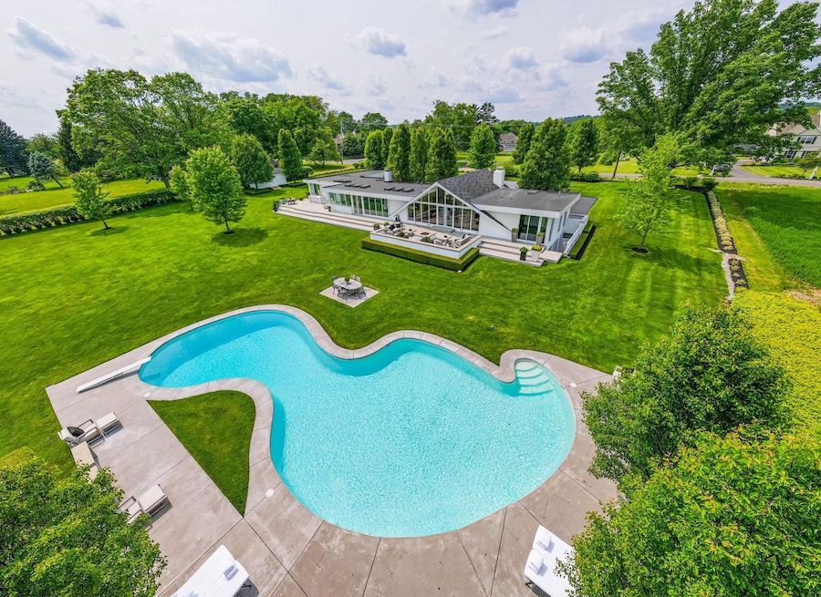 aerial view of backyard