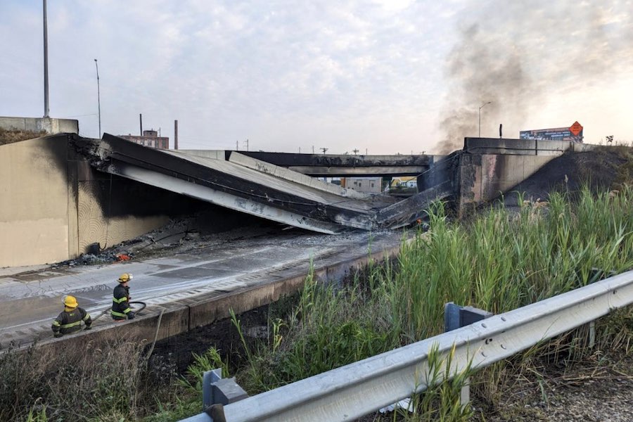 The I-95 collapse in Philadelphia (Philadelphia Office of Emergency Management/Getty Images)