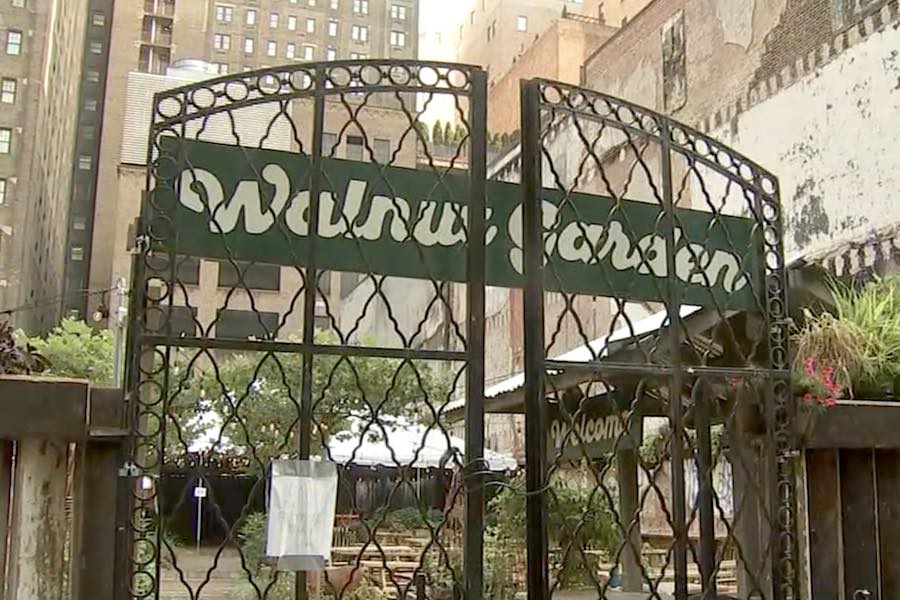 the gate to Avram Hornik's Rittenhouse Square pop-up bar Walnut Garden, which the city shut down on Wednesday for numerous violations