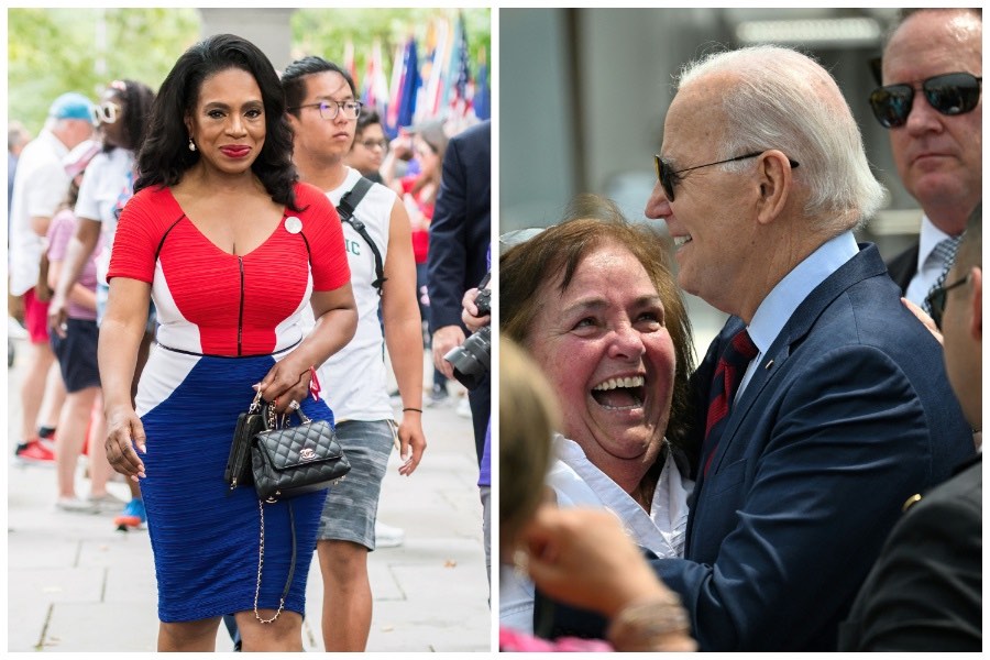 Sheryl Lee Ralph, who came to Love Park for the actors strike, and Joe Biden, who came to South Philadelphia