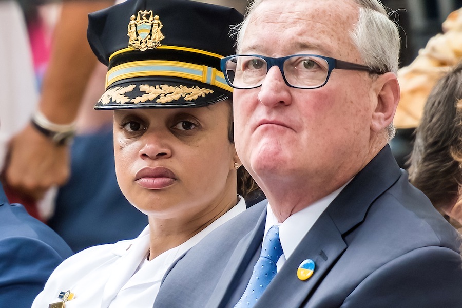 Danielle Outlaw, who just resigned as Philadelphia Police Commissioner, with Philadelphia Mayor Jim Kenney