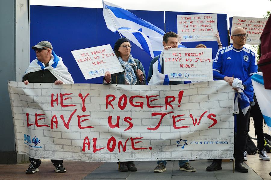 protesters outside a Roger Waters concert in London