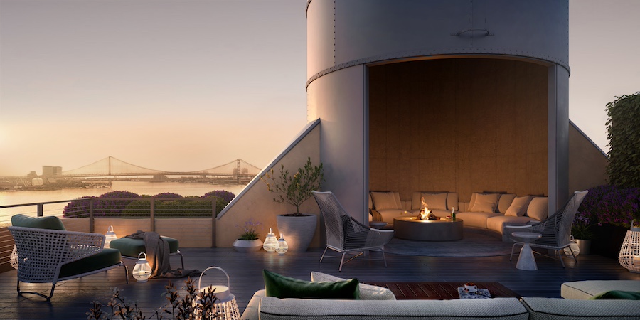 the battery apartment profile smokestack terrace rendering