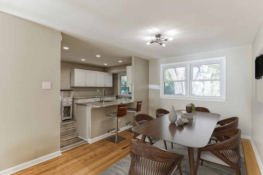 house for sale cherry hill mid-century split-level dining room and kitchen
