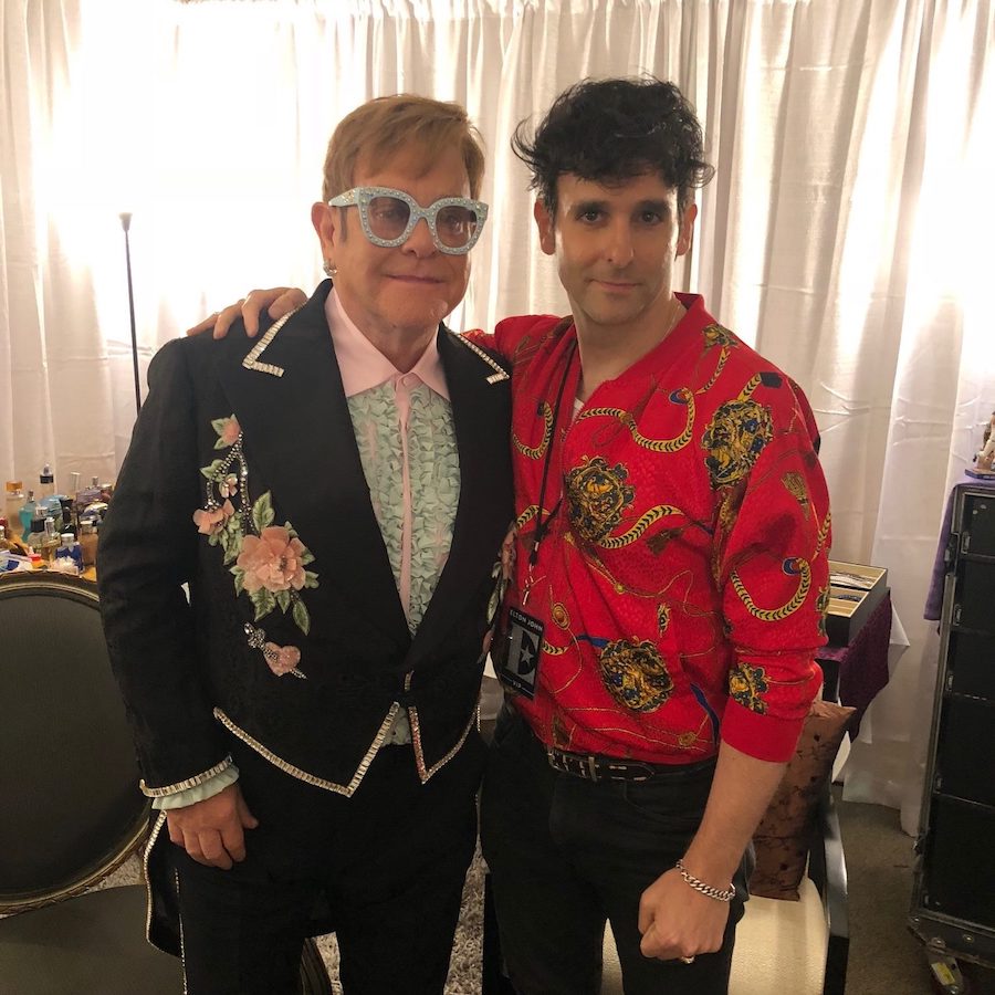 Elton John and Low Cut Connie's Adam Weiner backstage at Wells Fargo Center