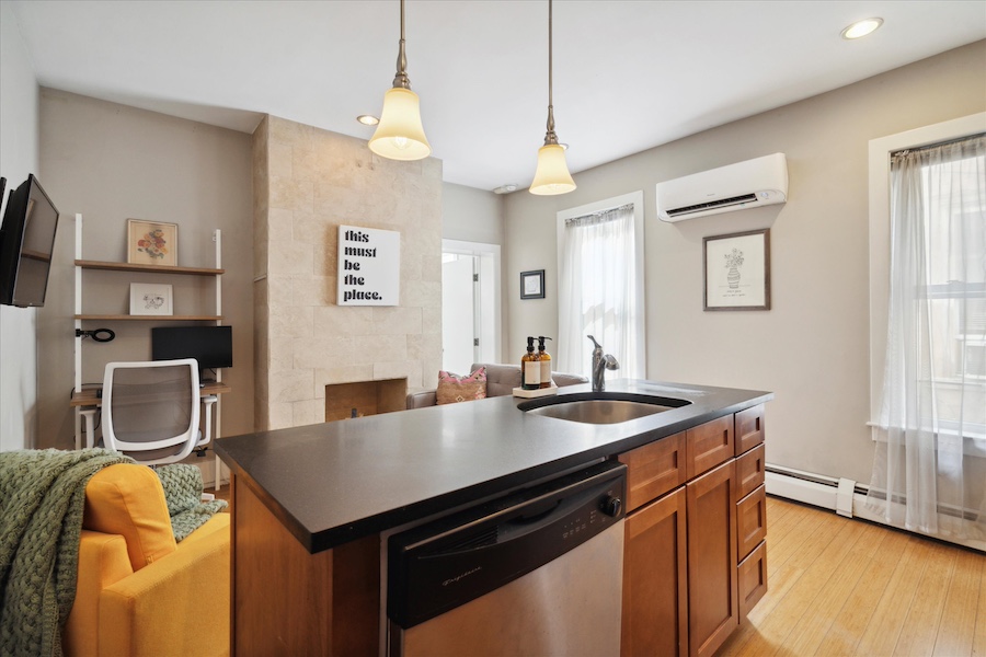 condo for sale rittenhouse square starter living room and kitchen