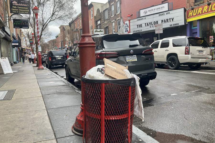 One of the South Street trash cans on the removal list