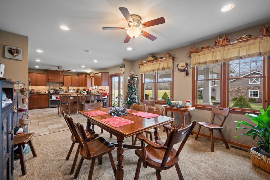xhouse for sale quinton creekside farmstead dining room and kitchen