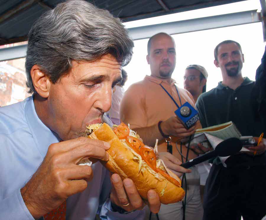 John Kerry during his infamous cheesesteak visit
