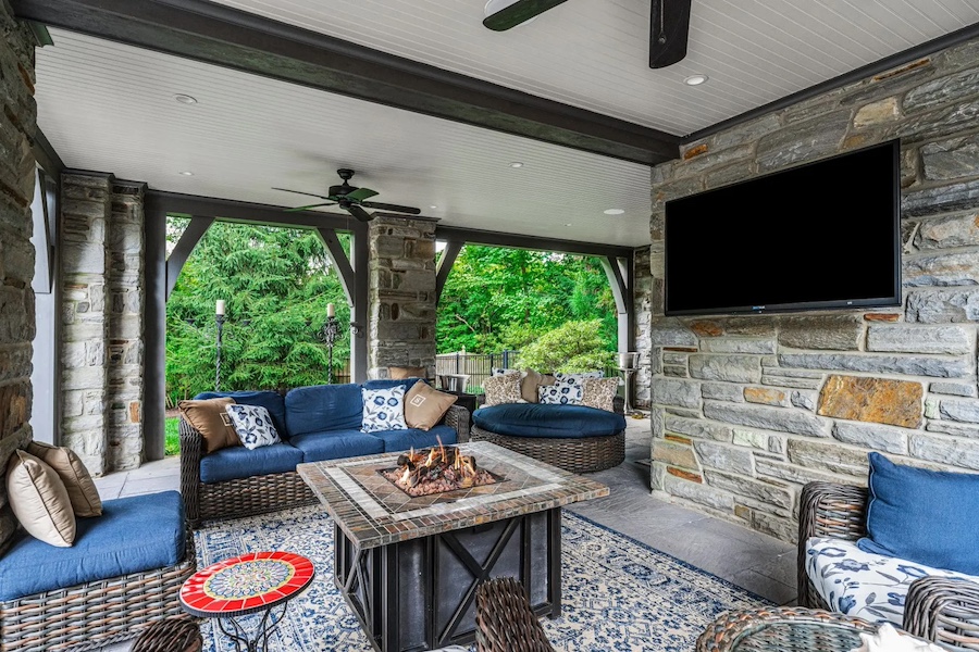 house for sale haverford english manor patio and fire pit