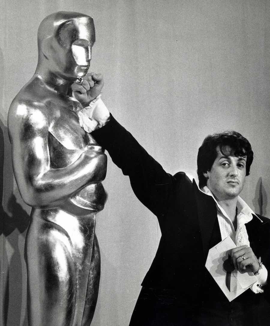 Sylvester Stallone at the Oscars in 1977 for the Philadelphia-shot movie Rocky