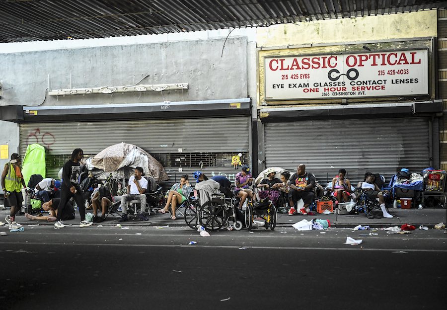 a homeless encampment in the Kensington neighborhood of philadelphia