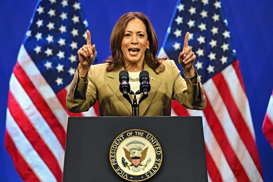 Kamala Harris at a Kamala Harris rally in Philadelphia in July before Joe Biden dropped out of the race