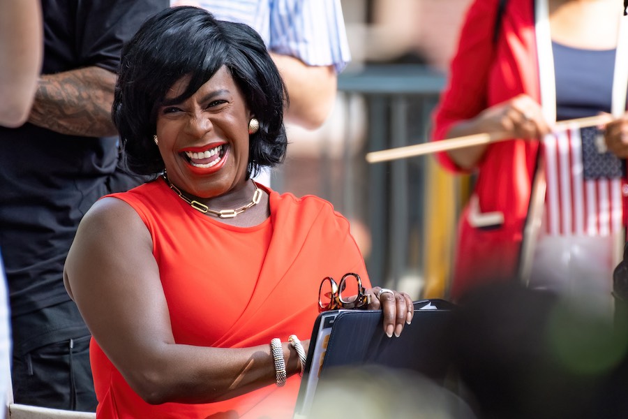 Philadelphia Mayor Cherelle Parker, who got her wish of having all city workers return to the office
