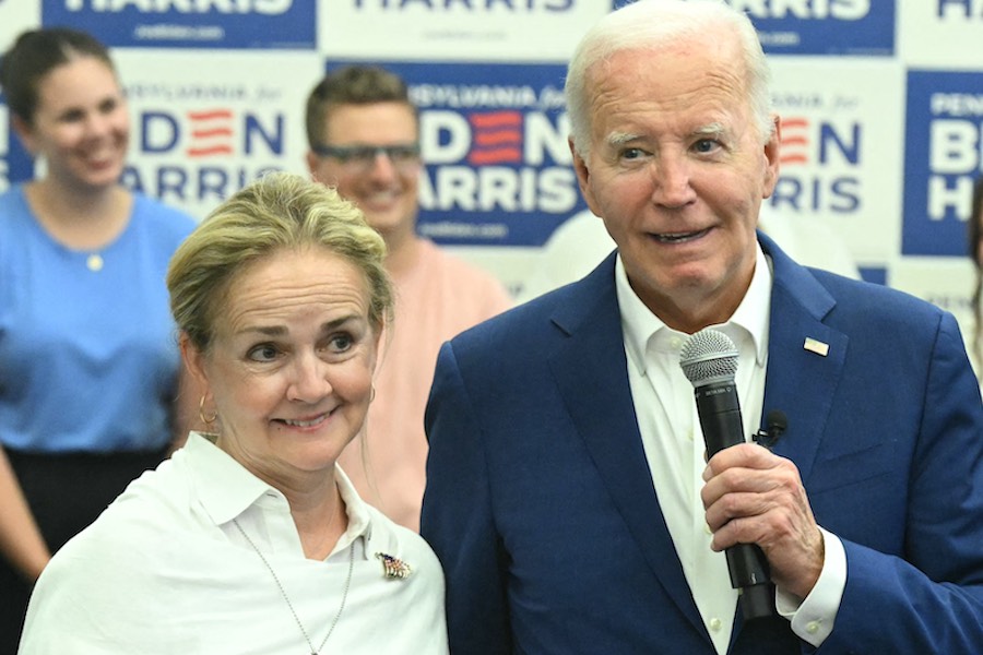 Pennsylvania Congresswoman Madeleine Dean, who is one of the people on the Donald Trump assassination attempt investigation committee, with Joe Biden on July 7th.