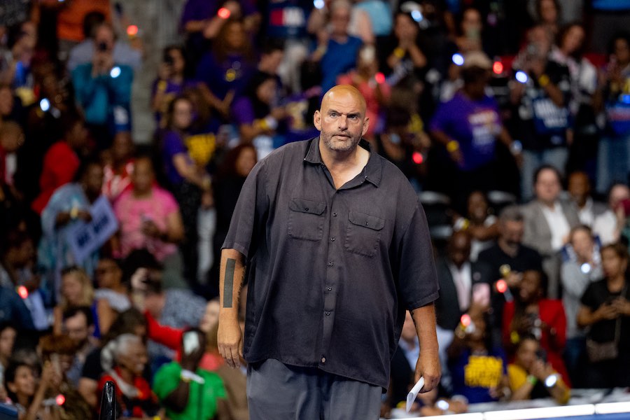 John Fetterman at the Kamala Harris-Tim Walz rally in Philadelphia