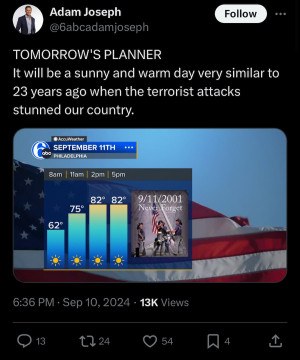 Adam Joseph and a Bizarre 9/11 Weather Tweet
