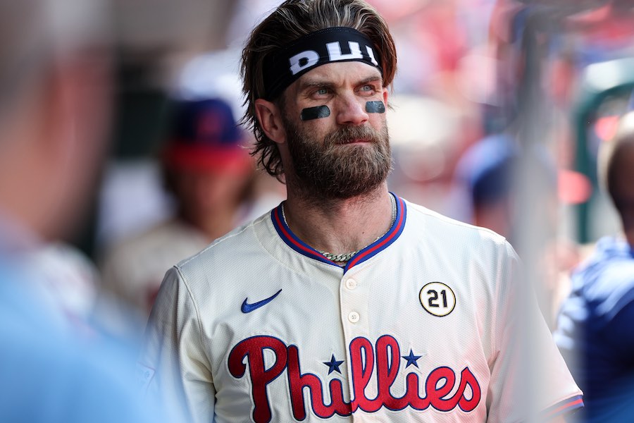 Phillies player Bryce Harper, whose name just came up in a lawsuit filed against the DraftKings betting app