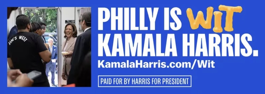 a kamala harris philadelphia cheesesteak ad