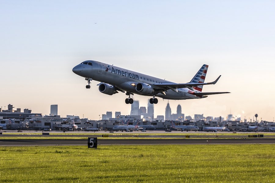 A plane taking off from Philadelphia International Airport, which was just ranked as the worst airport in the country by J.D. Power