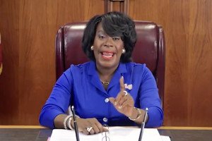 Philadelphia Mayor Cherelle Parker during an announcement about 76 Place. That's the proposed new Sixers arena in Philadelphia (image via City of Philadelphia)