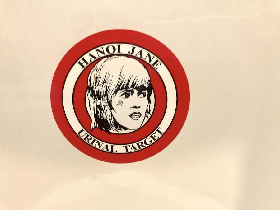 A Hanoi Jane target inside a urinal at the Delco bar and restaurant Monaghan's Pub