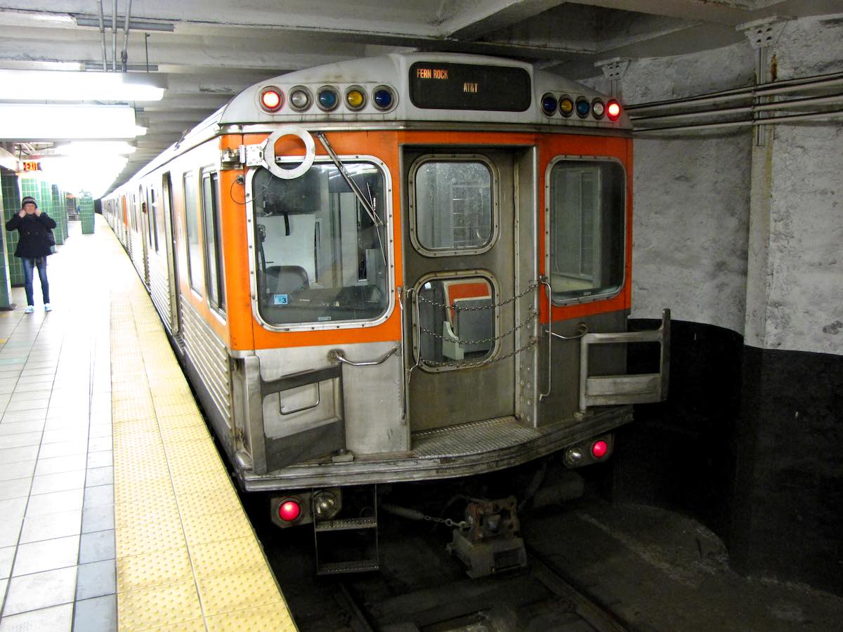 A Broad Street Line train at SEPTA's City Hall station in Philadelphia