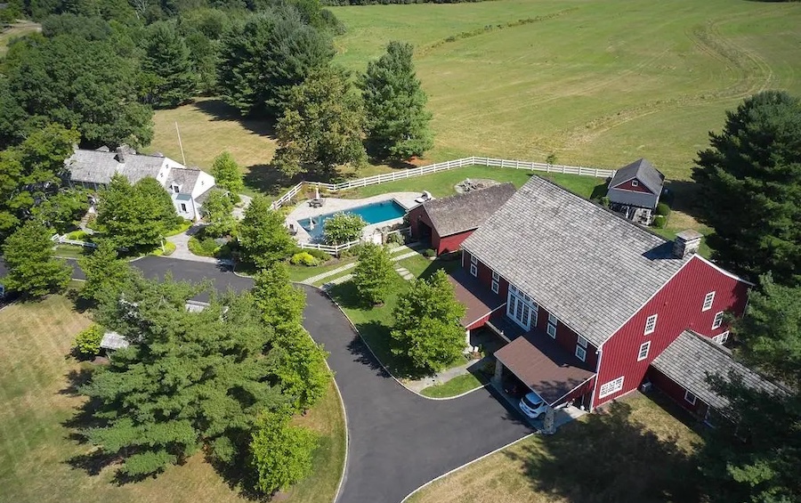 upper makefield country estate house for sale aerial view of compound