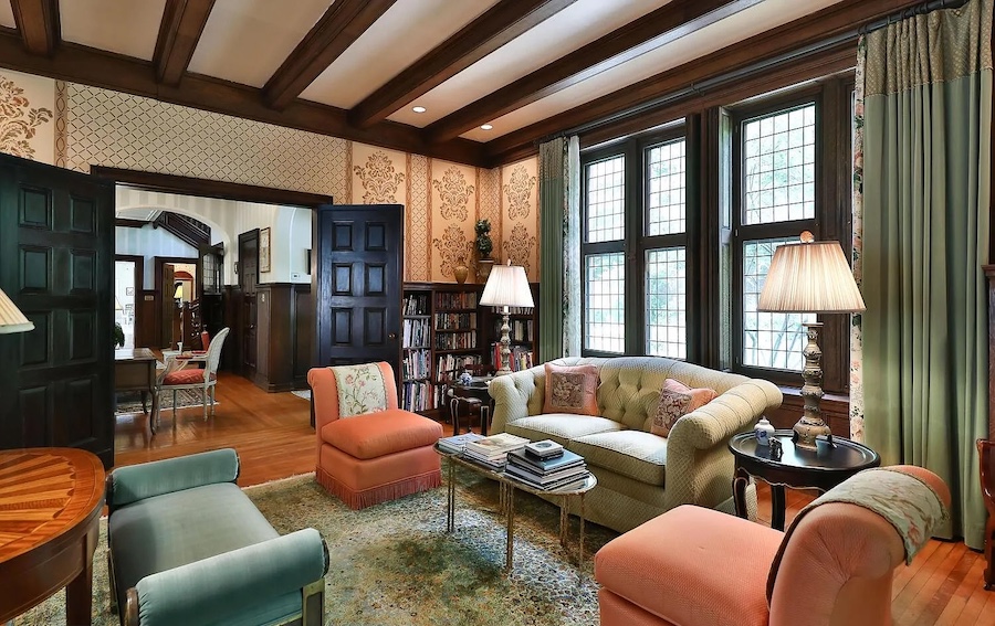 house for sale chestnut hill jacobean revival living room