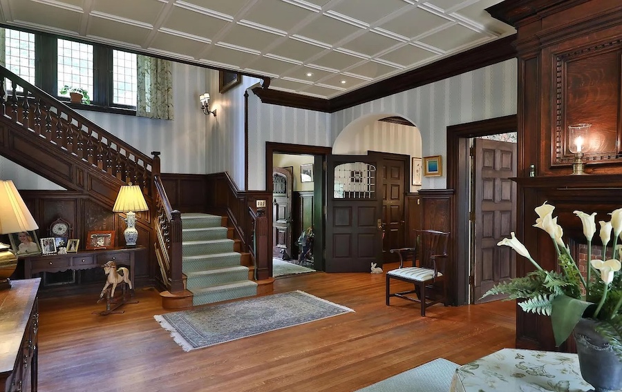 house for sale chestnut hill jacobean revival foyer