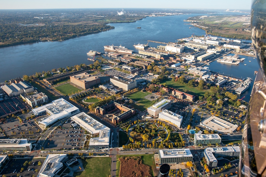 navy yard sustainable development history aerial view