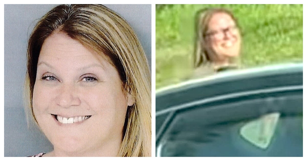 Left: Christina Solometo, accused Delco Pooper in her mugshot | Right: The Delco Pooper from video of the incident