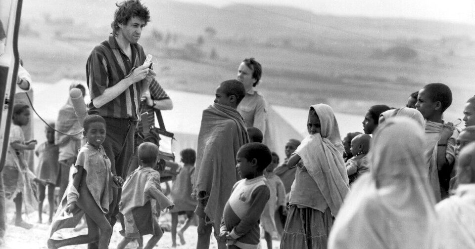 Live Aid founder Bob Geldof in Ethiopia in January 1985 before all the controversy about Live Aid emerged
