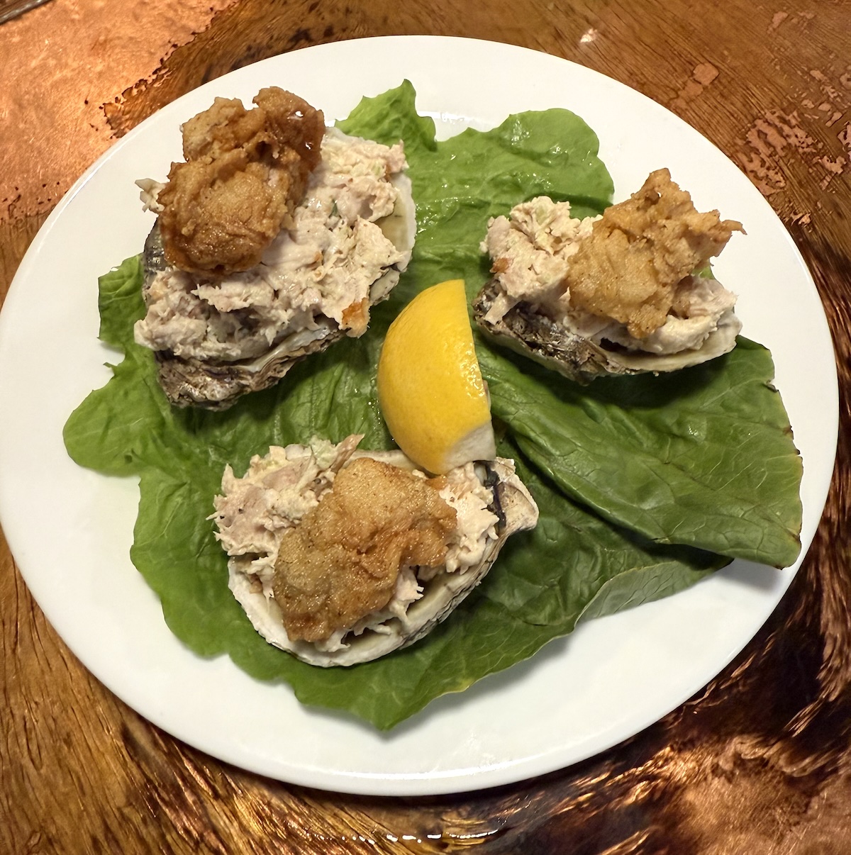 Fried oysters and chicken salad at the Clam Tavern, available during National Oyster Week