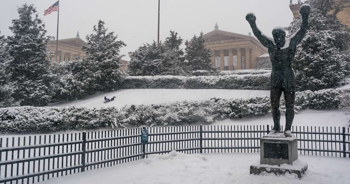 Snow at the Philadelphia Art Museum during the winter of 2023-2024.