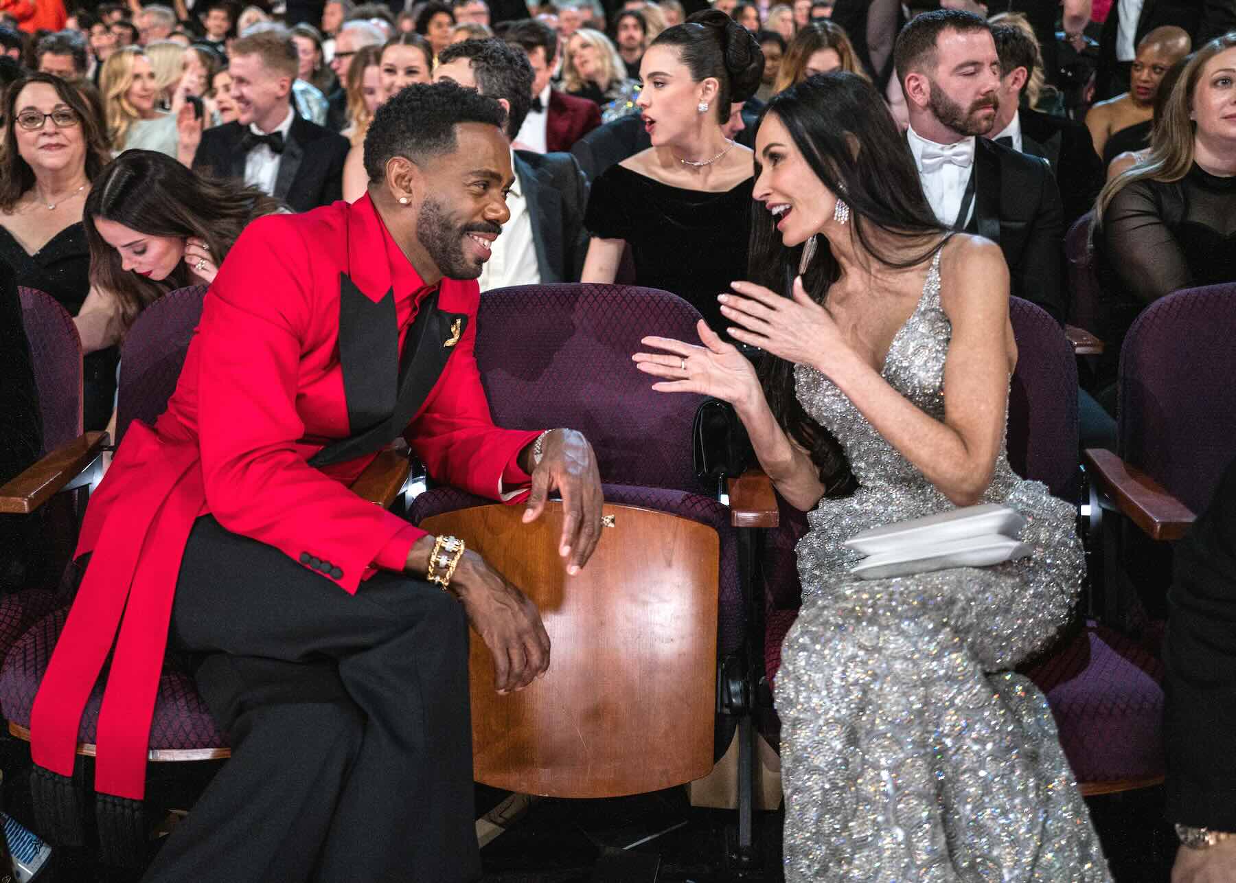 Demi Moore rubs elbows with Philadelphia's own Colman Domingo at the 2025 Oscars ceremony. Domingo hosts Saturday Night Live this week.