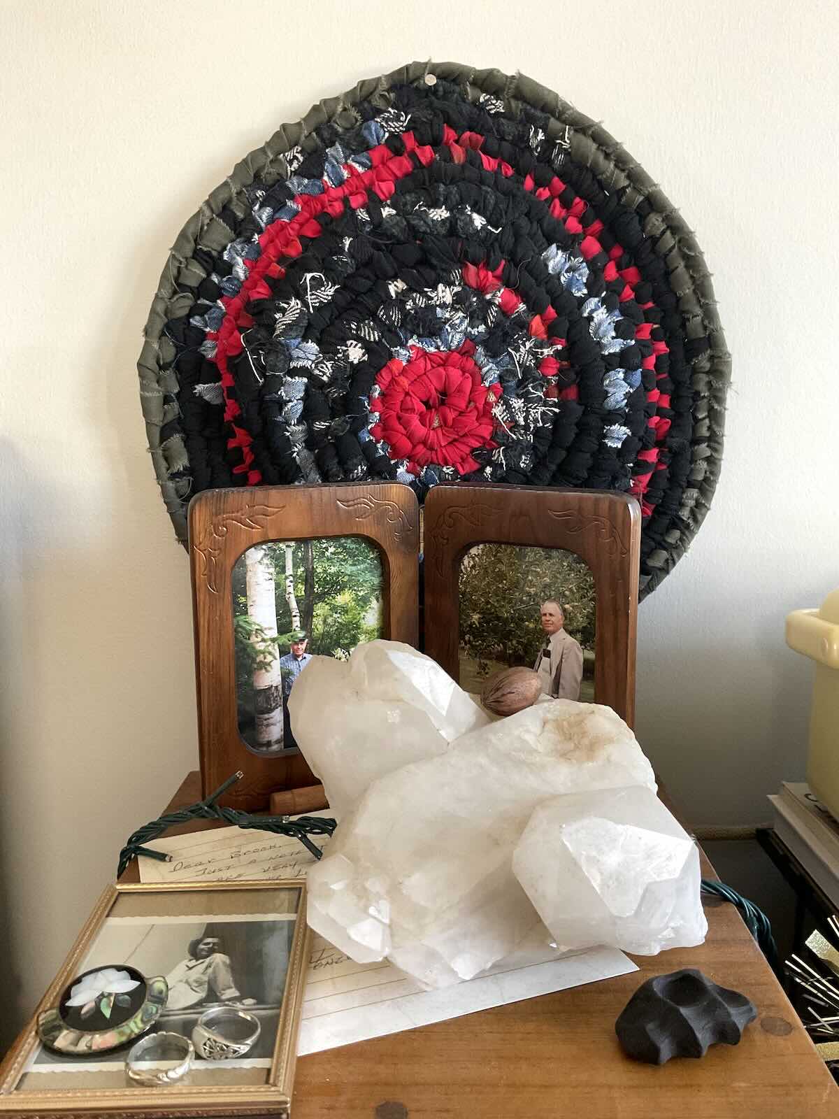 The wall art that Brook Chambers made at the grief weaving workshop in December
