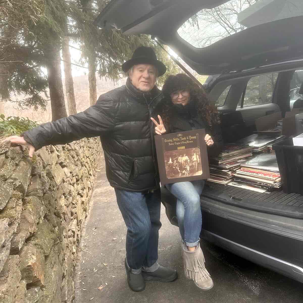 David Uosikkinen and Dallyn Pavey Uosikkinen with the entire record collection of Pierre Robert