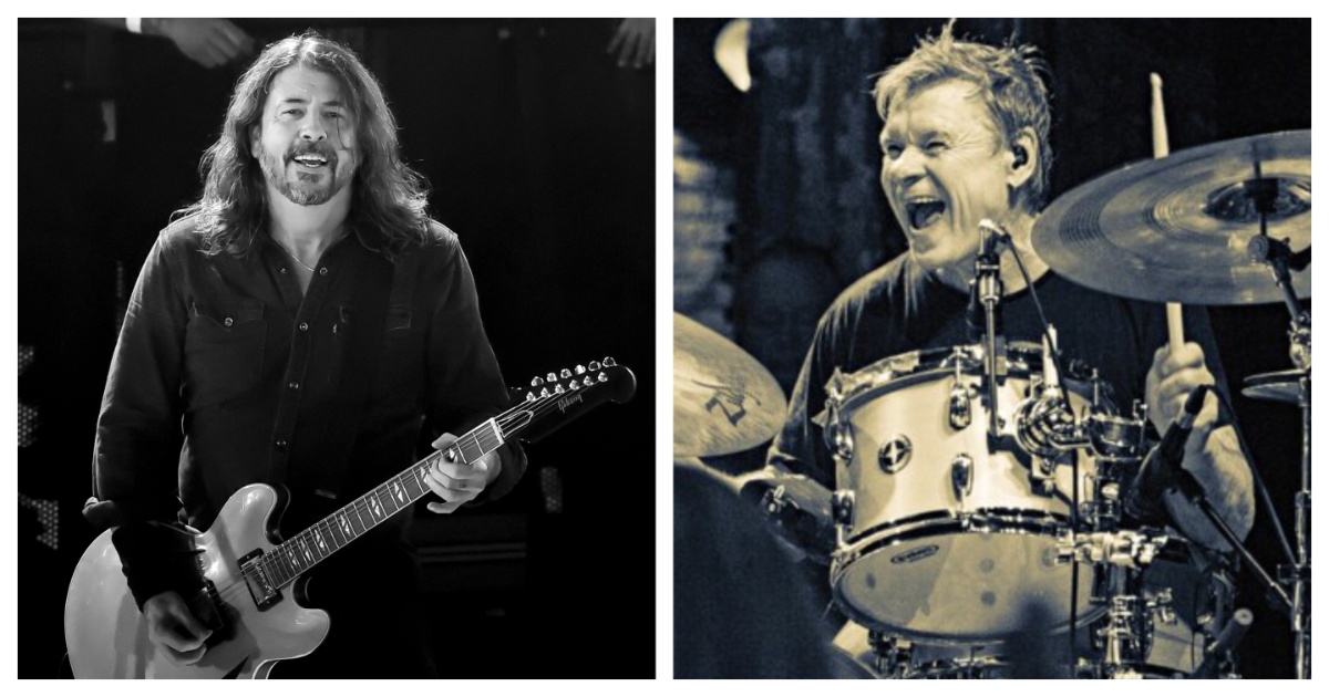 Left: Dave Grohl of the Foo Fighters (Getty Images) | Right: Hooters drummer David Uosikkinen (photo courtesy Dallyn Pavey Uosikkinen)