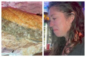 An Arby's cheesesteak and a disgusted taste-tester