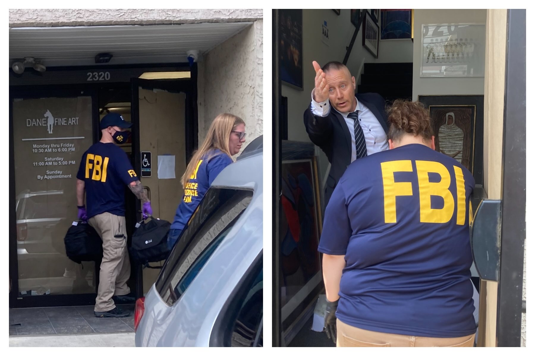 The FBI at Dane Fine Art in Ardmore on Wednesday morning
