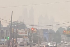 Philadelphia buried in the haze of the Canadian wildfire smoke on Thursday, January 16, 2026