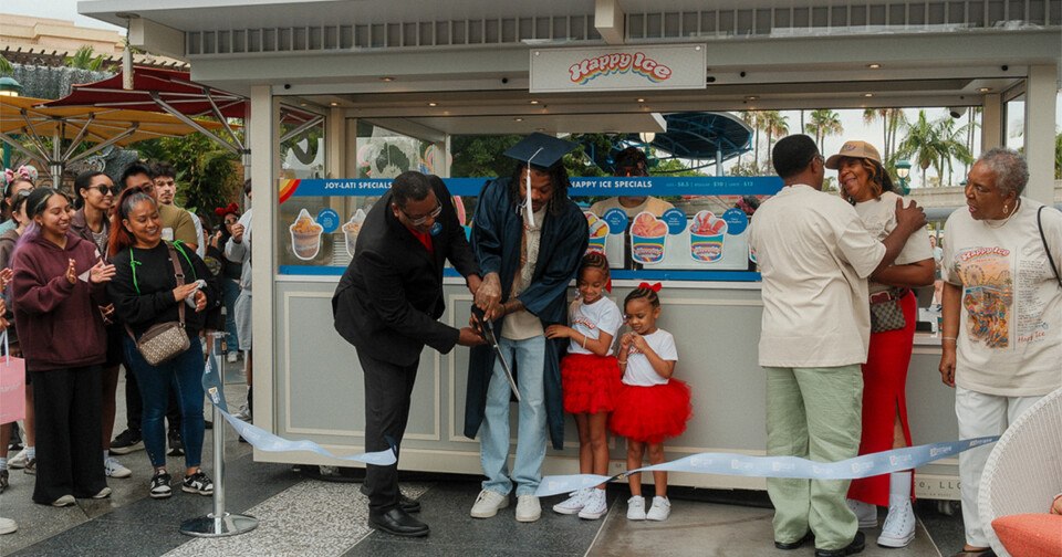 Happy Ice ribbon cutting at Downtown Disney water ice disneyland