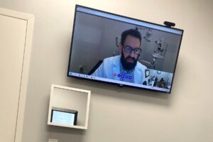a remote virtual eye exam by an eye doctor